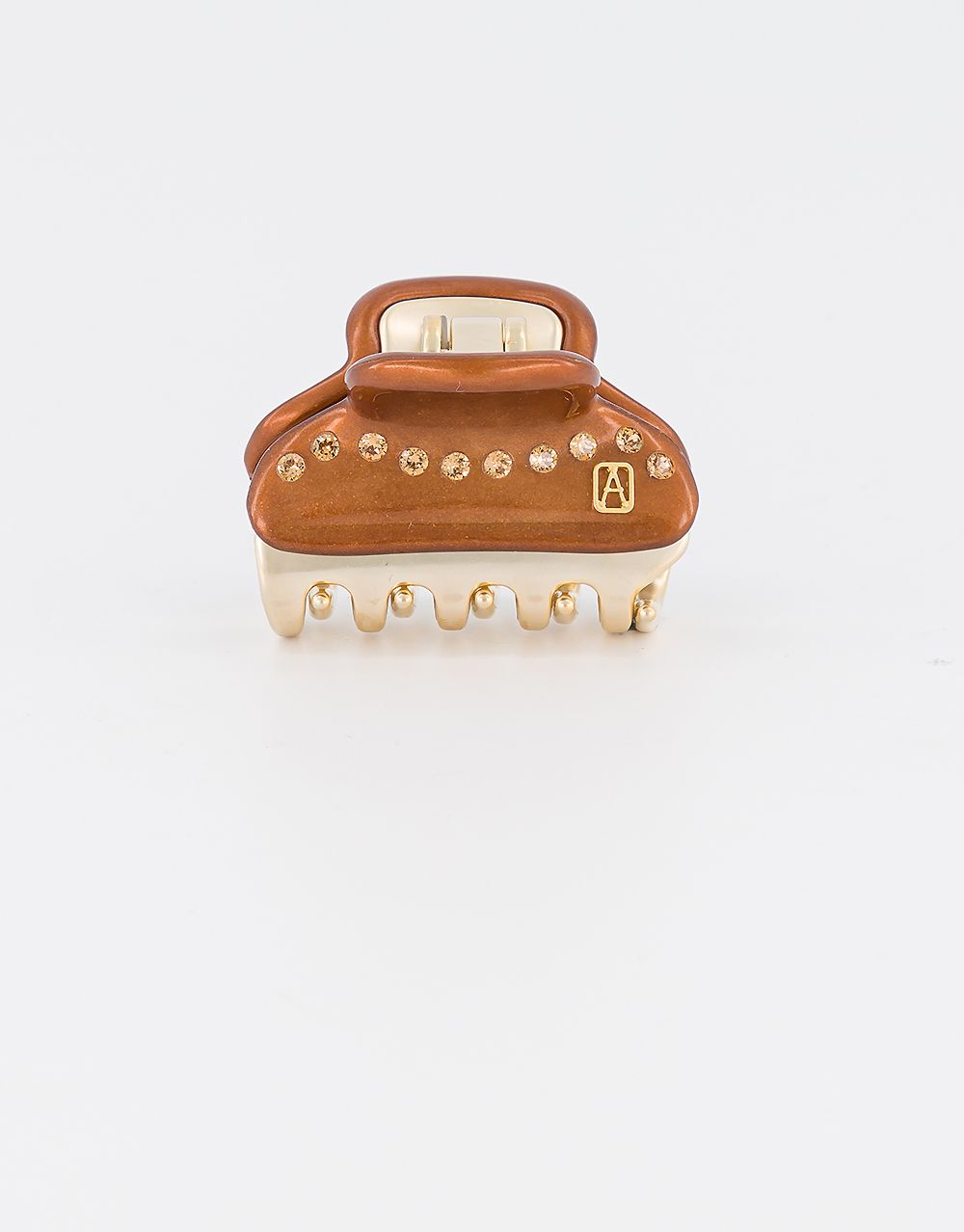 ALEXANDRE DE Paris 【VENDOME】M Pince Vendôme Trésor petite pince à cheveux bijou marron