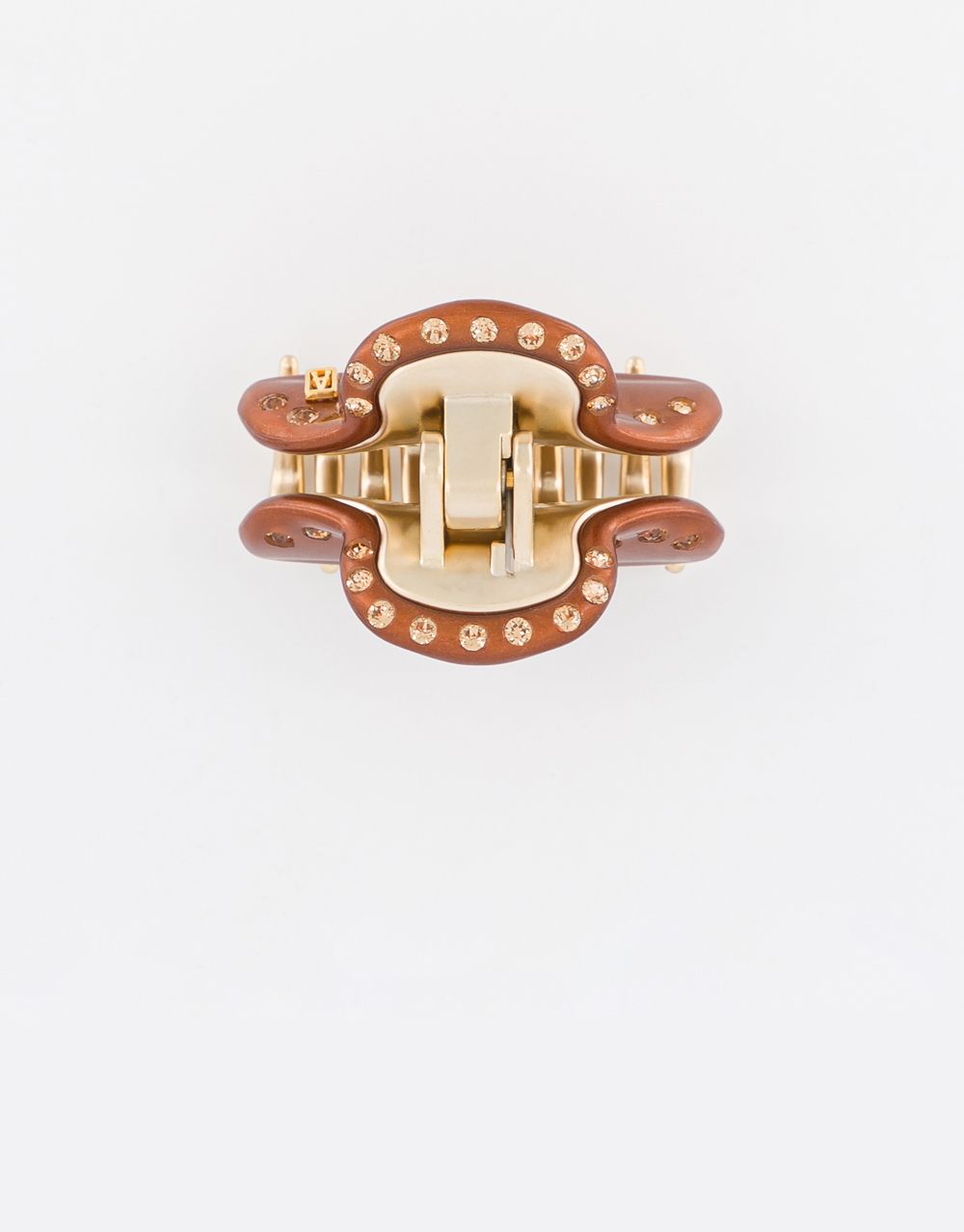 Alexandre de Paris small brown jewel hair clip Pince Vendôme