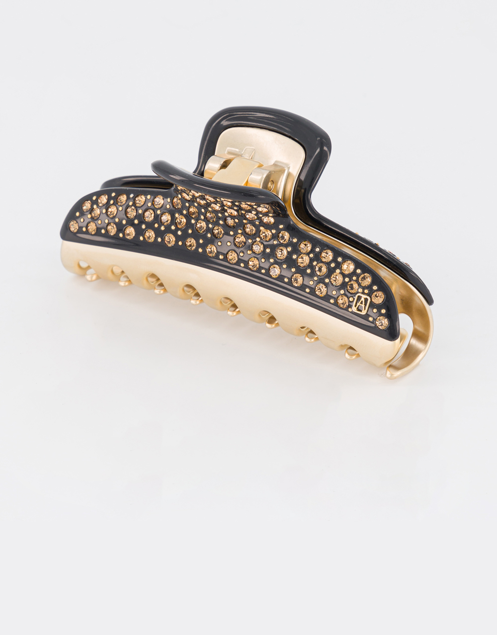 Alexandre de Paris small brown jewel hair clip Pince Vendôme