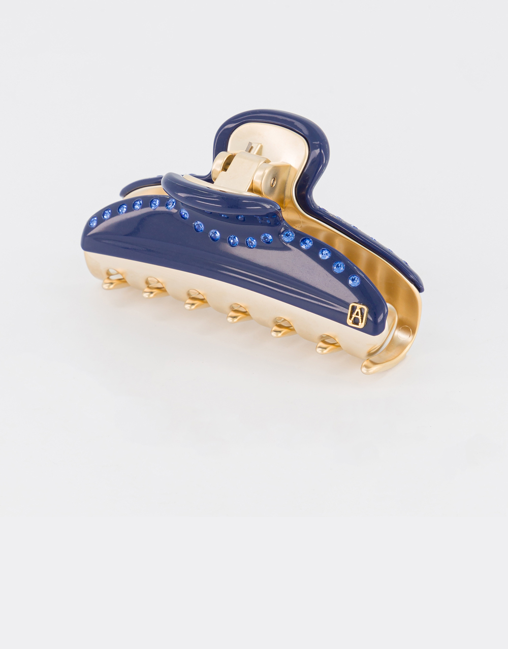 Alexandre de Paris regular navy-blue jewel hair clip Pince Vendôme