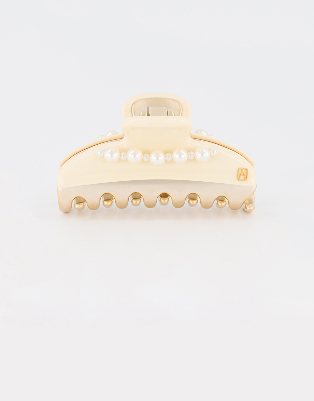 Alexandre de Paris regular off-white jewel hair clip Pince