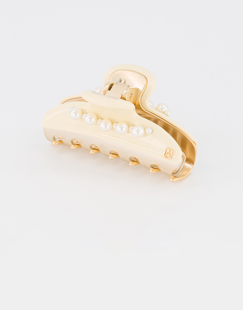 Alexandre de Paris regular off-white jewel hair clip Pince